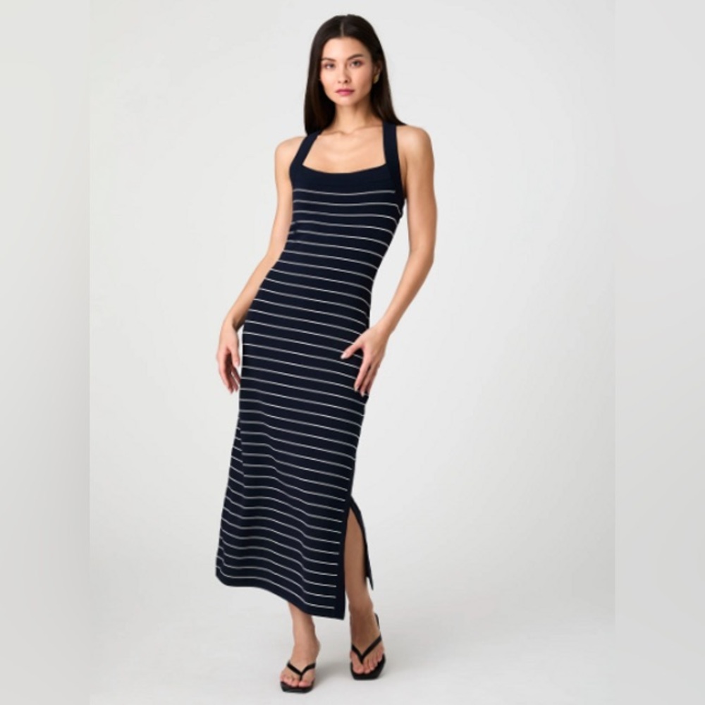 NWT! French Connection Navy and White Striped Midi Dress size M